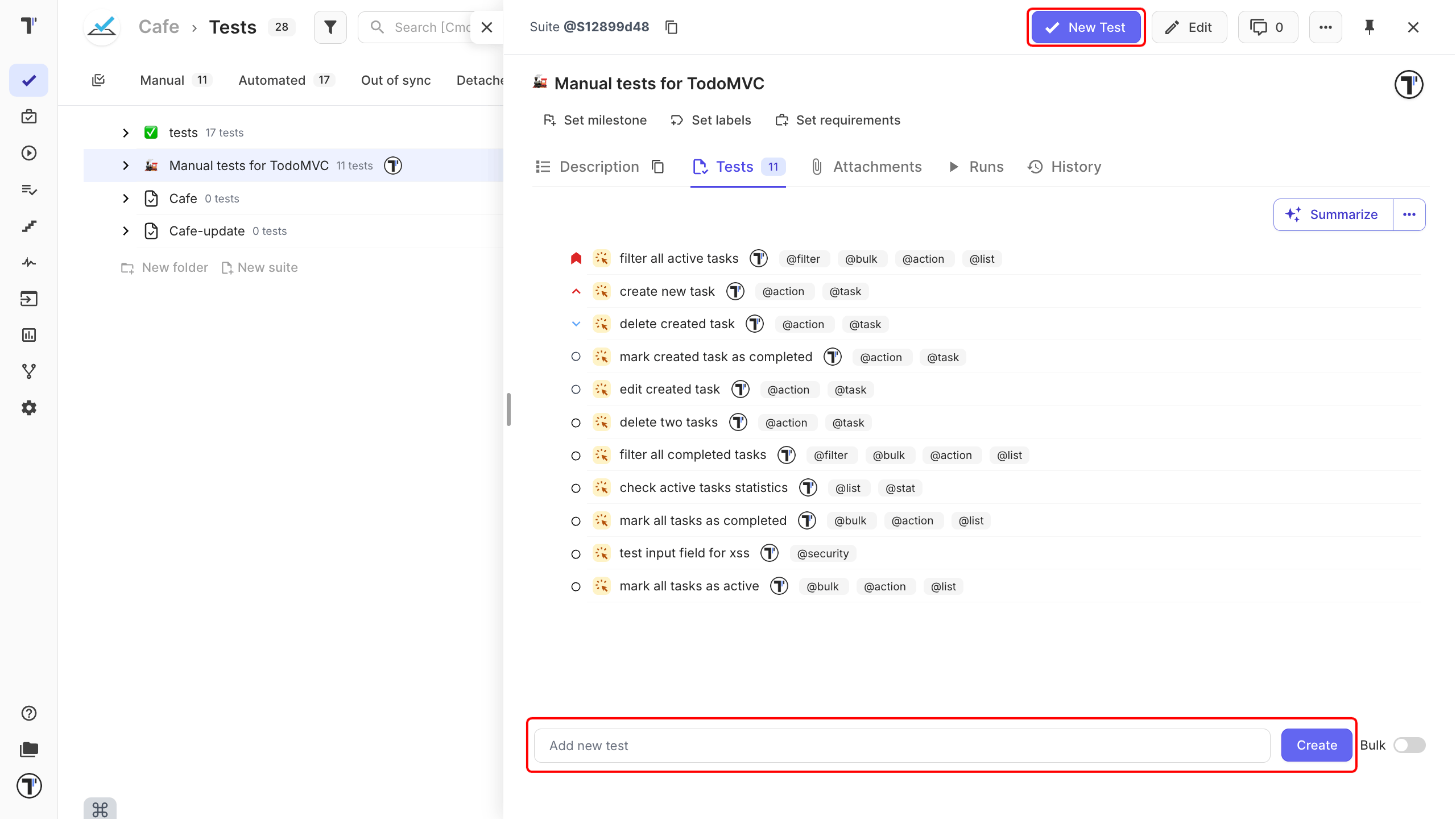 Testomat.io - Create test case