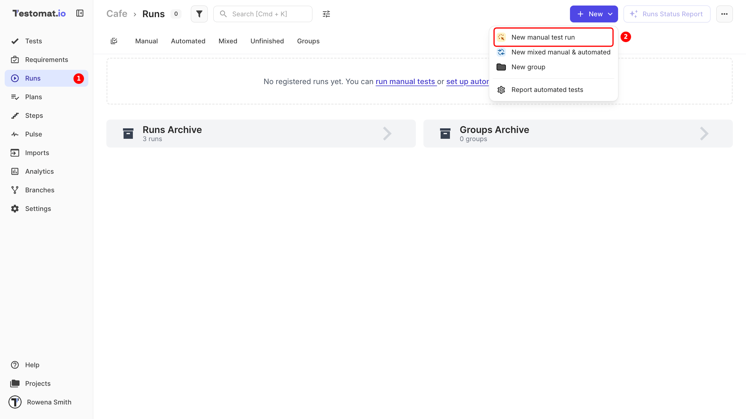 Testomat.io - Run manual tests